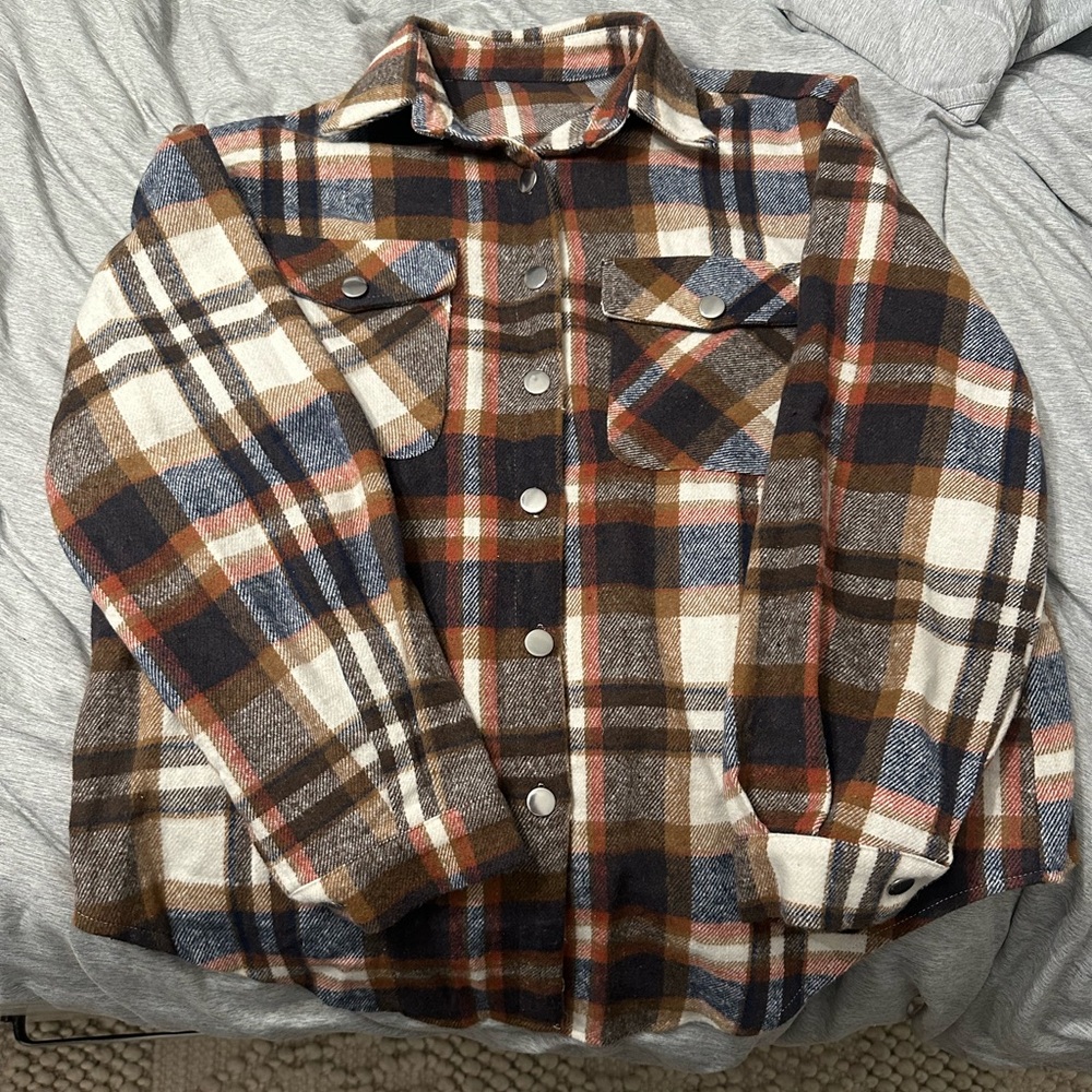 Plaid Button-Up Shirt Jacket